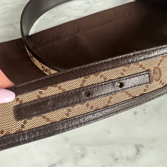 Authentic ✨Vintage Gucci GG Canvas & Brown Leather Interlocking G Belt 90/36 - Picture 11 of 11